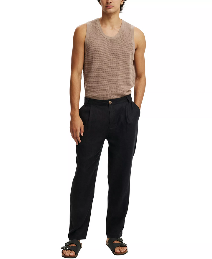 Translation missing: en.Cotton On Men's Open Knit Tank Top Loose Fit in Taupe-Medium