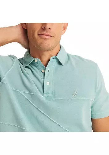 Translation missing: en.Nautica Men's Textured Pieced Pique Short Sleeve Polo Shirt -Nile Blue-Large