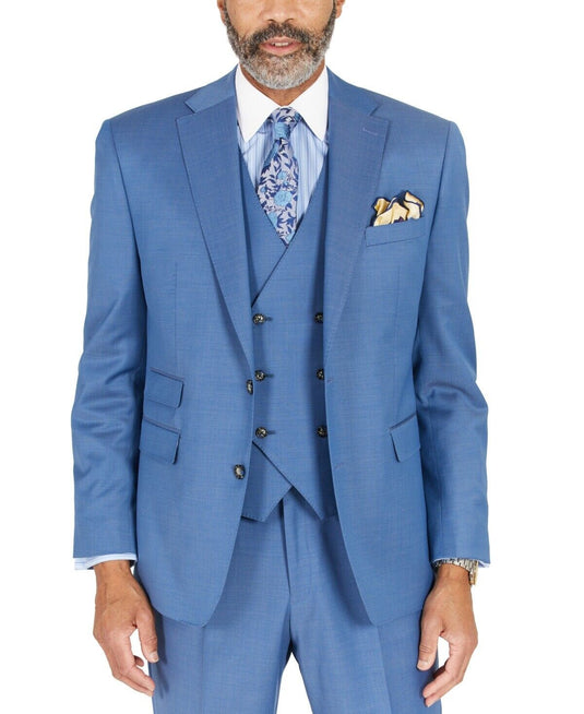 Translation missing: en.Tayion Collection Agordy Men's Blue Classic-Fit Wool Suit Separate Jacket-38R