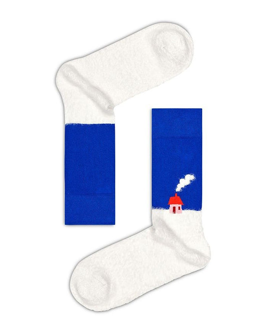Translation missing: en.Happy Socks Comfy Welcome Home Crew Socks Blue White-M8-12 Women10-12.5
