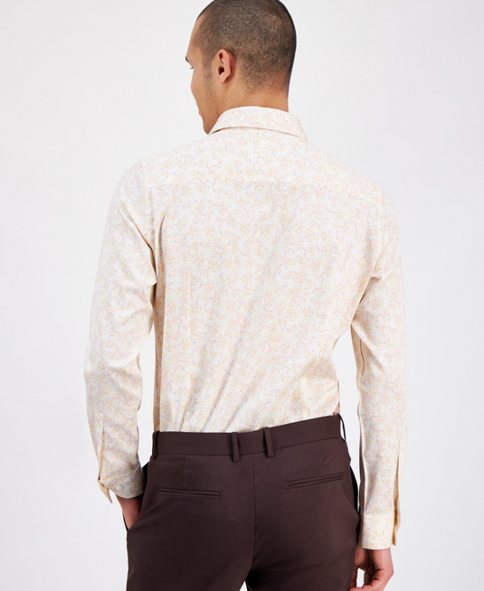 Translation missing: en.Bar III Dress Shirt 15-15.5 34/35 Peach Mult Men's Slim Fit Boboli Floral Print