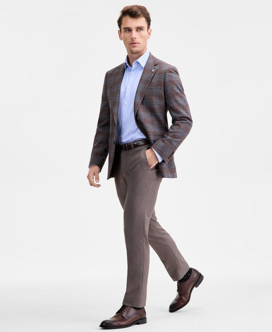 Translation missing: en.Ted Baker Men's Modern-Fit Brown Blue Plaid Sport Coat Stretch Brown Blue-36R