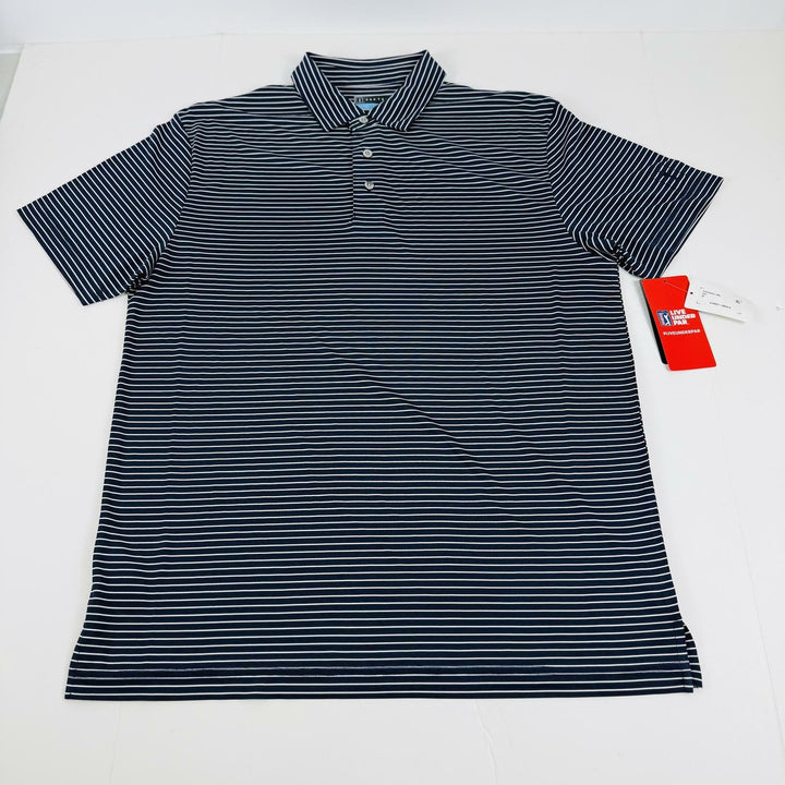 Translation missing: en.PGA Tour Men's Feeder Stripe Performance Golf Shirt Size Medium Peacoat Blue