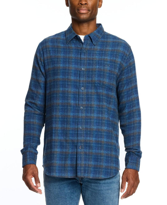 Translation missing: en.Weatherproof Vintage Men's Regular-Fit Plaid Flannel Shirt - Ink Blue-Small