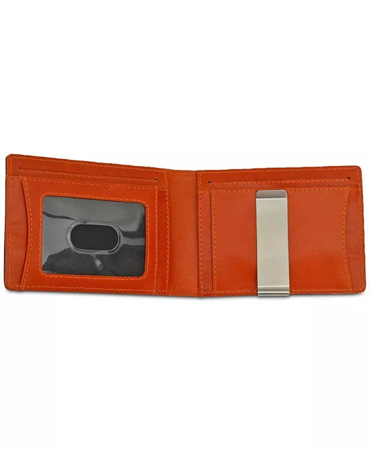 Translation missing: en.ITech Men's Textured Leather Bi-Fold Wallet &amp; Money Clip - Black 4.5"x3"x.037