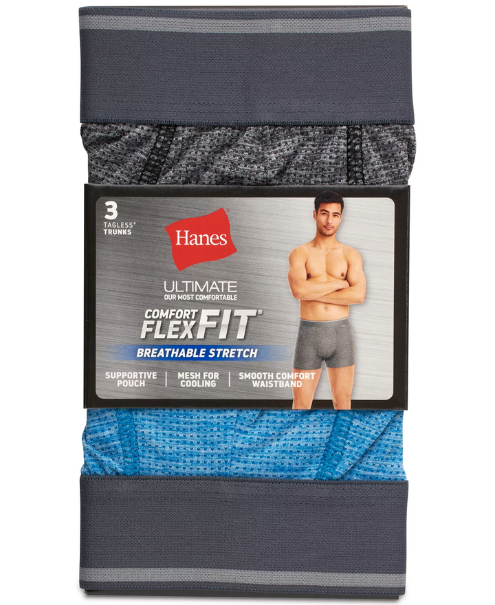 Translation missing: en.Hanes Men's Ultimate 3pk. ComfortFlex Stretch Trunks Multi-Small 28-30W