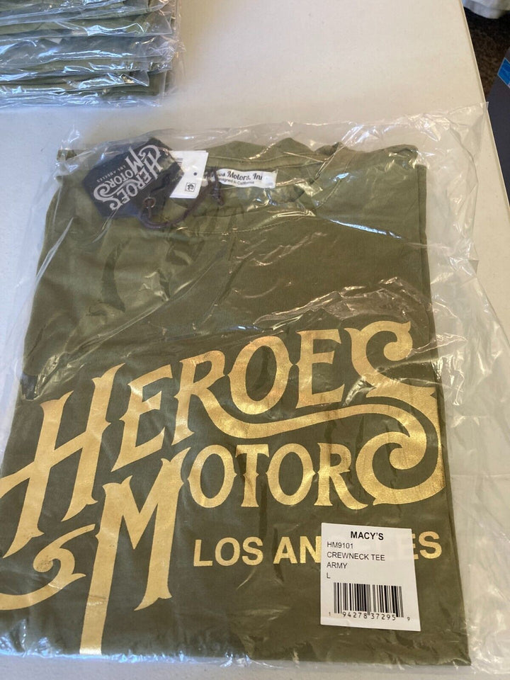 Translation missing: en.Heroes Motors Men's Crew Neck Signature Graphic T-Shirt in Army Green-Medium