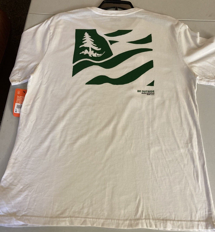 Translation missing: en.Bass Outdoor Men's Outside Flag Logo T-Shirt in White-XL