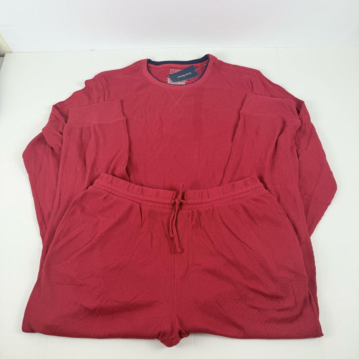 Translation missing: en.Club Room Men's Waffle Long-Sleeve T-Shirt &amp; Pajama Pant Set Jester Red-Medium