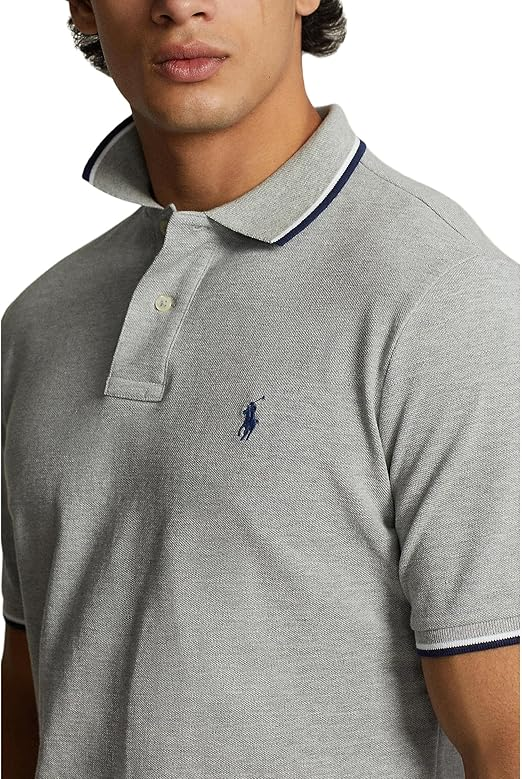 Translation missing: en.Polo Ralph Lauren Mens Polo Shirt Andover Heather Gray Classic-Fit Mesh-Medium