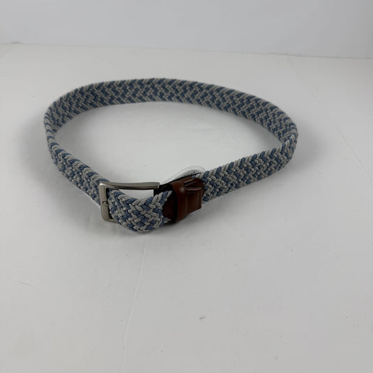Translation missing: en.Perry Ellis Portfolio Men's Webbed Leather-Trim Belt - Light Blue - Small 30-32W