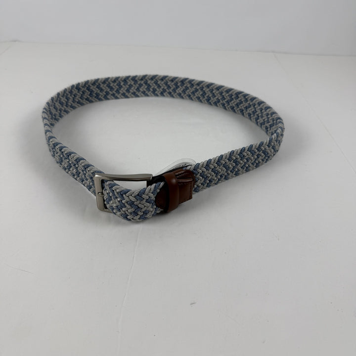 Translation missing: en.Perry Ellis Portfolio Men's Webbed Leather-Trim Belt - Light Blue - Small 30-32W