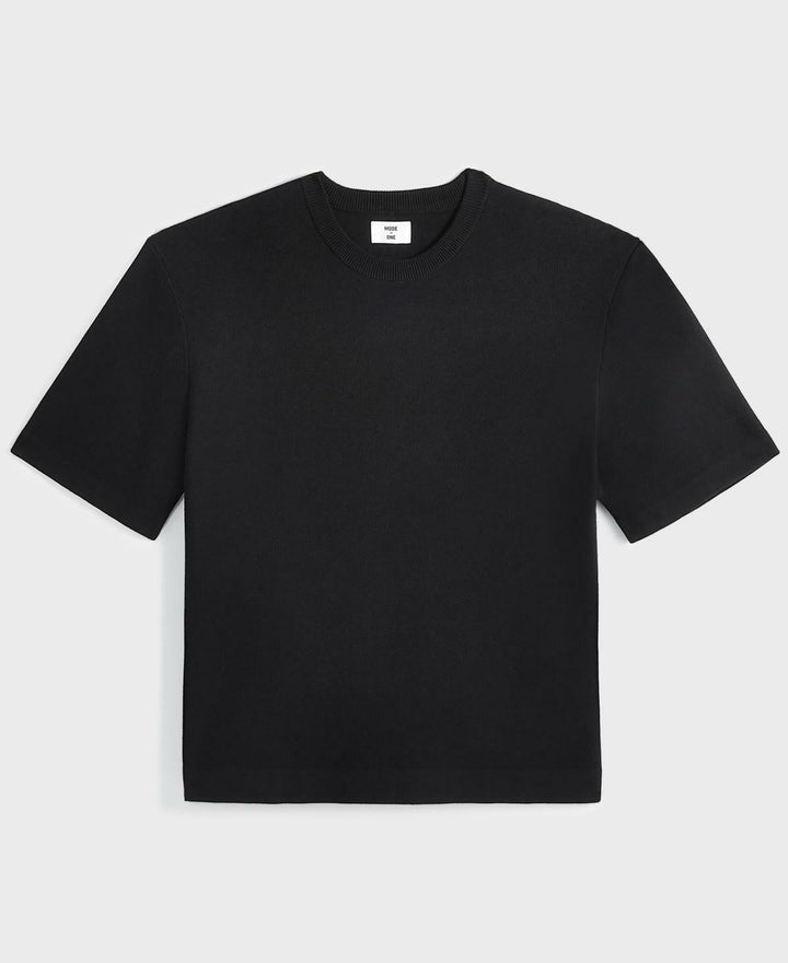 Translation missing: en.Mode of One Sweater Deep Black Size Large Relax-Fit Short-Sleeve Crewneck Mens