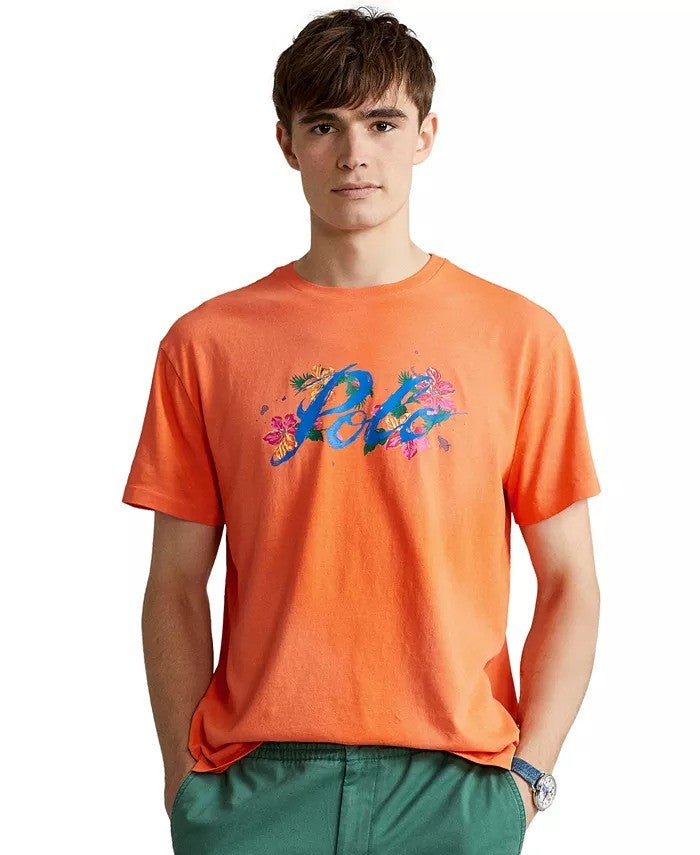 Translation missing: en.Polo Ralph Lauren Mens Classic-Fit Floral Logo T-Shirt Spectrum Orange-2XL