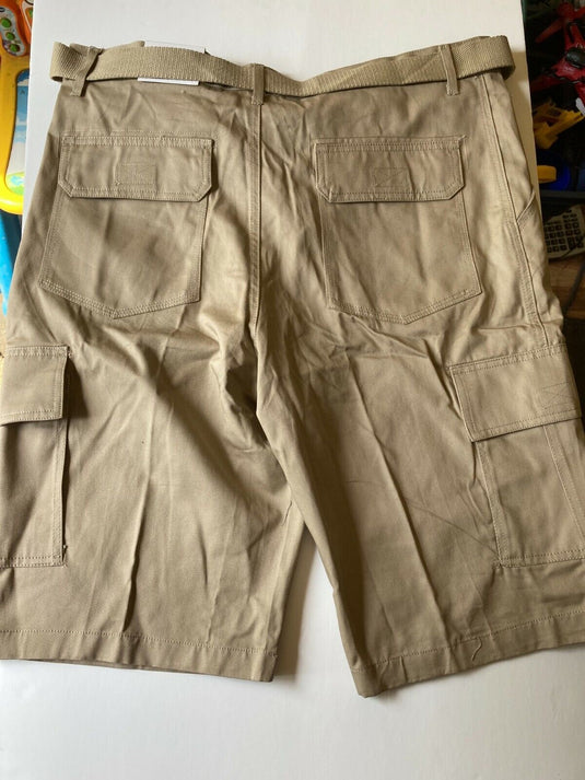 Translation missing: en.Original Blu Rock Belted Cargo Shorts Flat Front Khaki-36