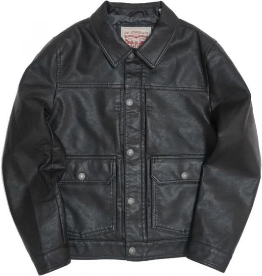 Translation missing: en.Levi's Men's Faux Leather Snap-Zip Front Water-Resistant Jacket - Black-XL