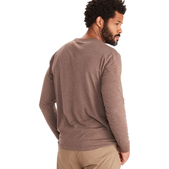 Translation missing: en.MARMOT Men's Wilderness Guide Graphic Long-Sleeve T-Shirt Brown Heather-Small