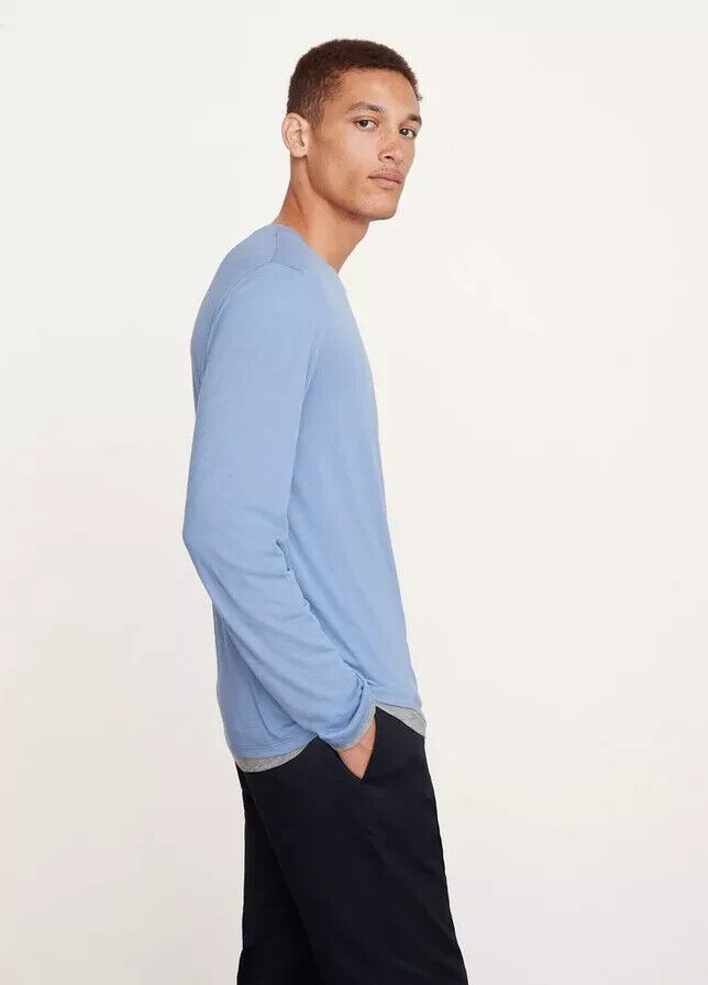 Translation missing: en.Vince Men's Pima Lightweight Double Layer T-Shirt Colony Blue/ H Grey-Medium
