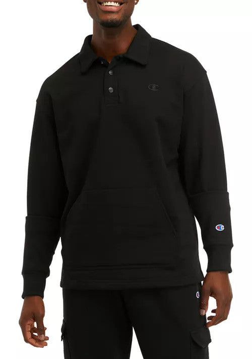 Translation missing: en.Champion Men's Powerblend Classic-Fit Long-Sleeve Rugby Shirt in Black-Small