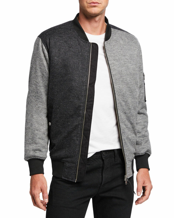 Translation missing: en.WeSC Men's Bomber Blocked Flannel Jacket Gray Multi Melange-Size Med