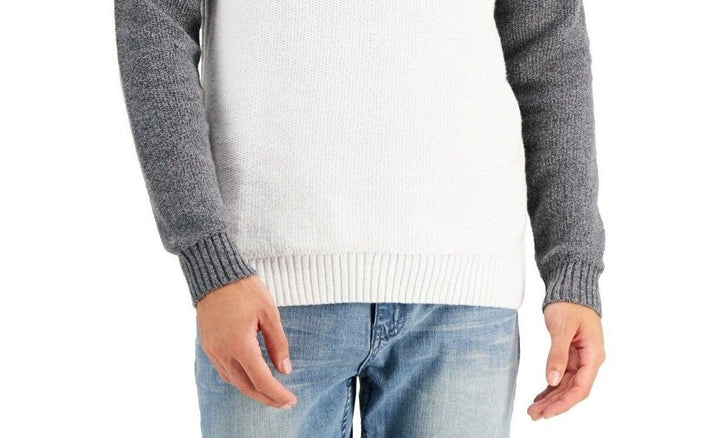 Translation missing: en.Alfani Men's Chevron Quarter-Zip Sweater in Winter Ivory-Size Small
