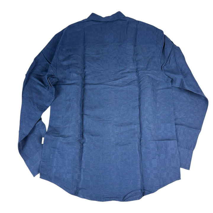Translation missing: en.Name brand  Mens Regular-Fit Linen-Blend Tonal Shirt in Dress Blue-Small