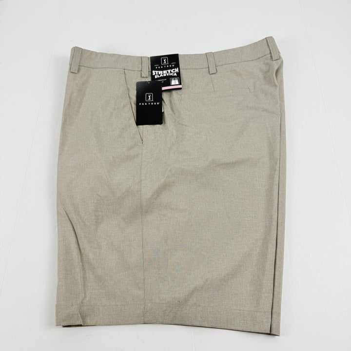 Translation missing: en.PGA TOUR Golf Shorts Khaki Heather Size 40 Flat Front with Active Waistband