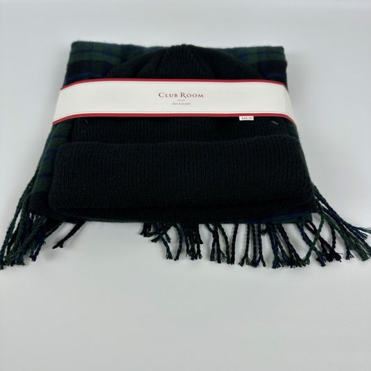 Translation missing: en.Club Room Men's Beanie &amp; Scarf Set in Blue Green-One Size