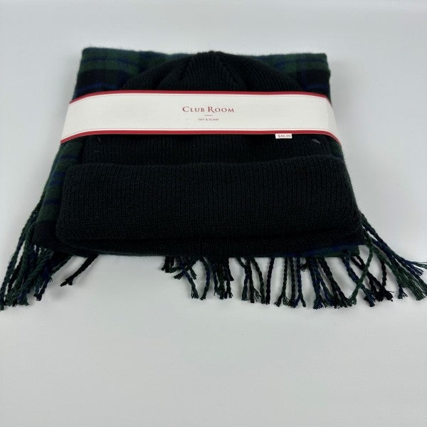 Translation missing: en.Club Room Men's Beanie &amp; Scarf Set in Blue Green-One Size
