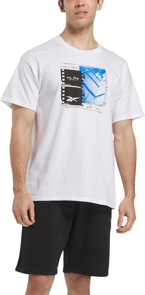 Translation missing: en.Reebok Men Regular fit Short Sleeve Graphic T-Shirt Shirt Large White Multi