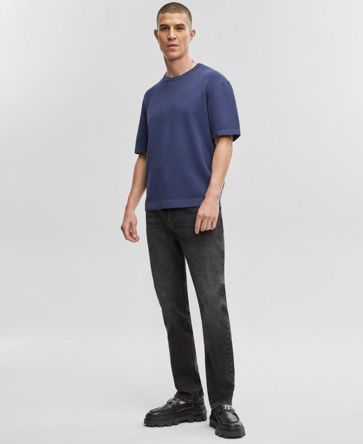 Translation missing: en.Mode of One Sweater Caspian Blue Size Large Relax-Fit Short-Sleeve Crewneck Mens