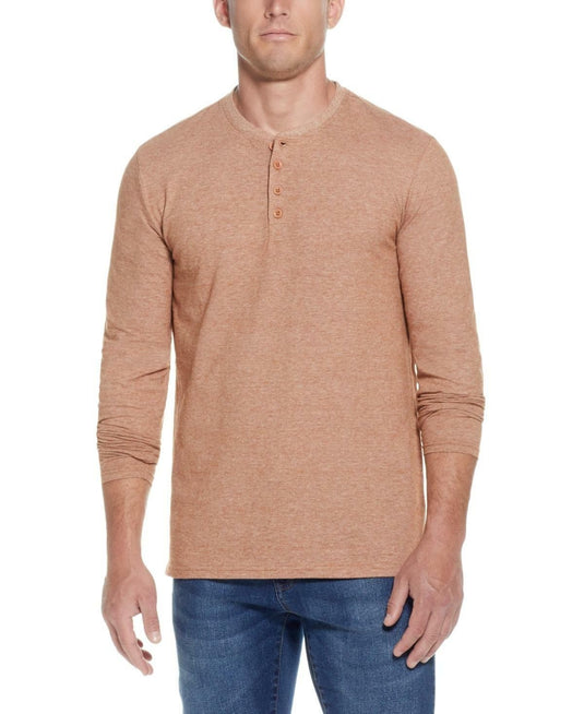 Translation missing: en.Weatherproof Vintage Men's L/S Microstripe Henley T-shirt  Caramel Cafe-2XL