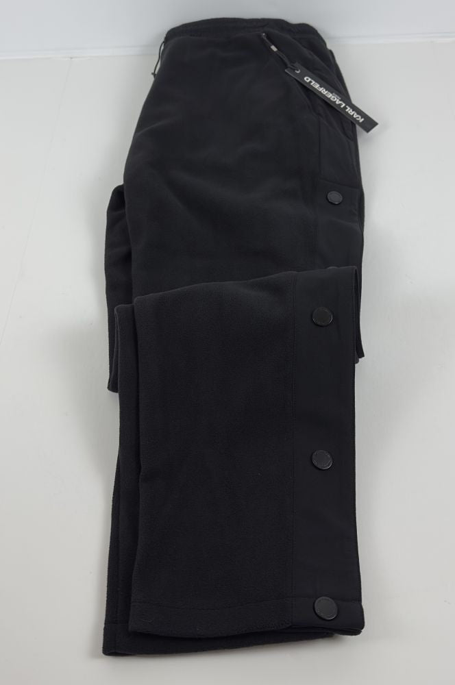 Translation missing: en.Karl Lagerfield Men's Fleece Button Detailed Track Pants, Black-2XL