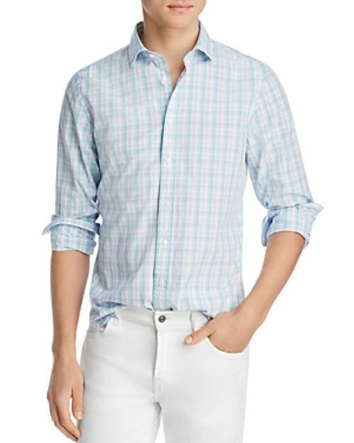 Translation missing: en.The Men's Store Premium Cotton Plaid Regular Fit Shirt Island Blue-Size Small