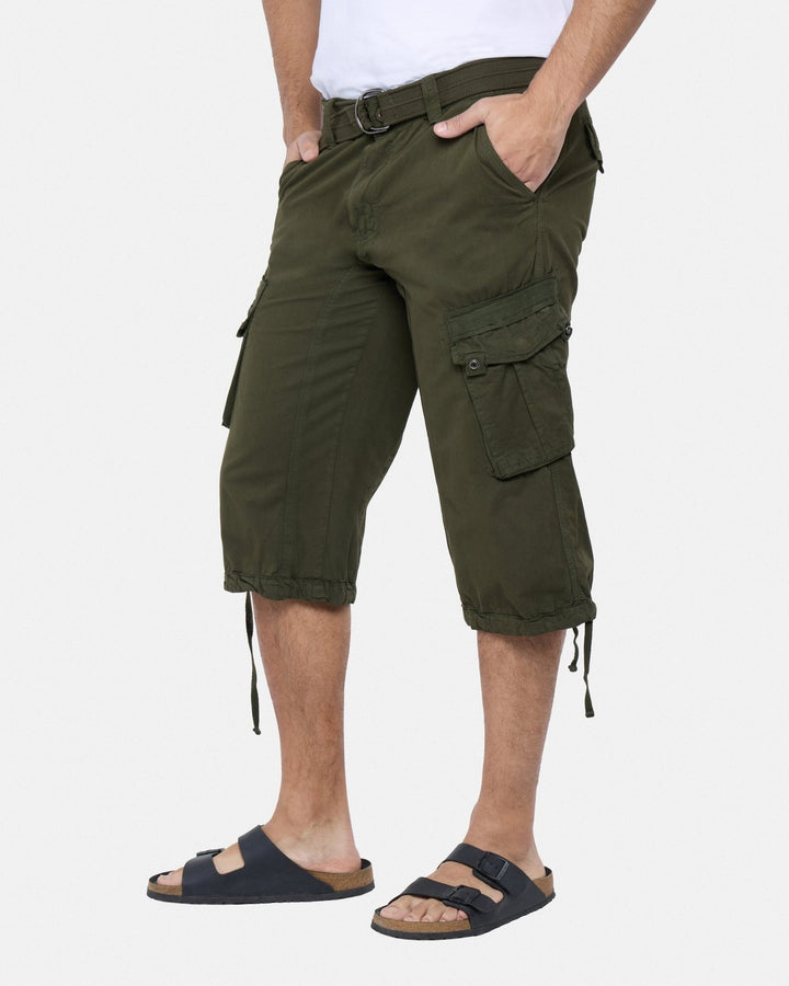 Translation missing: en.X-Ray Men's Belted Capri Cotton Cargo Shorts - Olive-42W