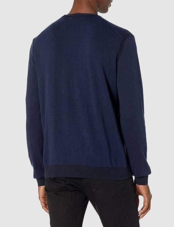 Translation missing: en.John Varvatos Star USA Birdseye Cotton/Cashmere Crewneck Sweater in Navy-Small