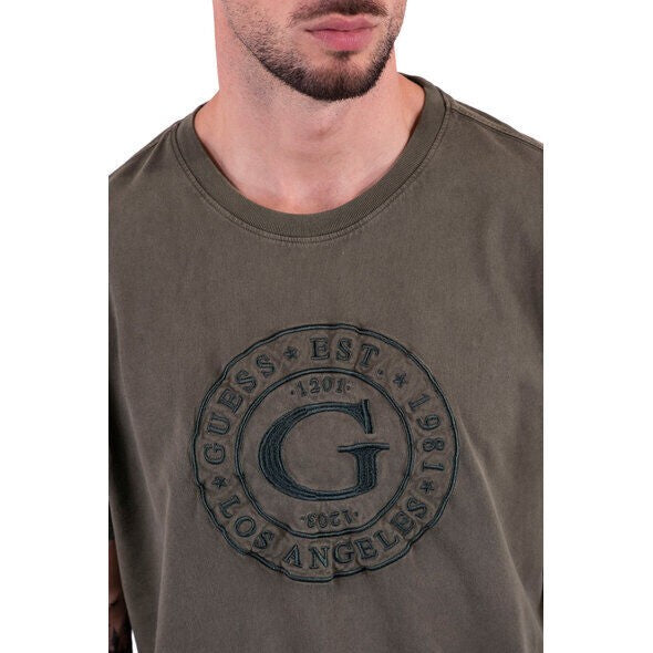 Translation missing: en.Guess Men's Stamp Logo T-Shirt in Olive Morning-Size Small