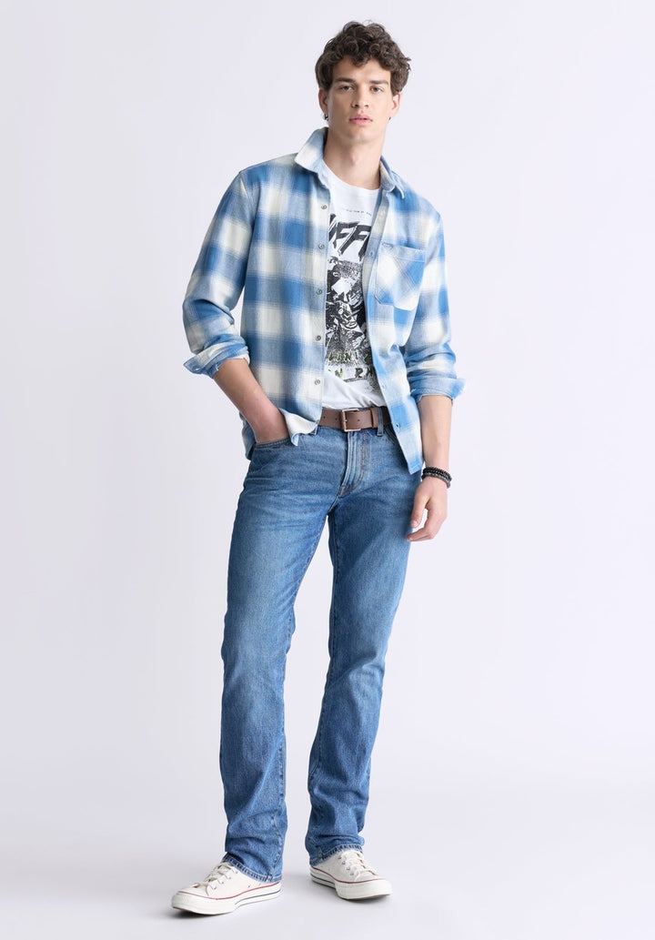 Translation missing: en.Buffalo David Men's Sinclair Plaid Flannel Button-Front Shirt Coronet Blue-Small