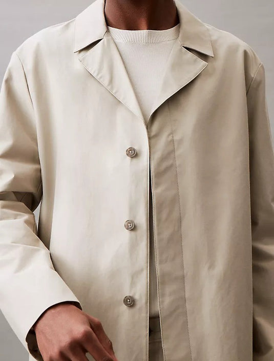 Translation missing: en.Calvin Klein Men's Classic Fit Button-Front Trench Coat - Abbey Stone-Medium