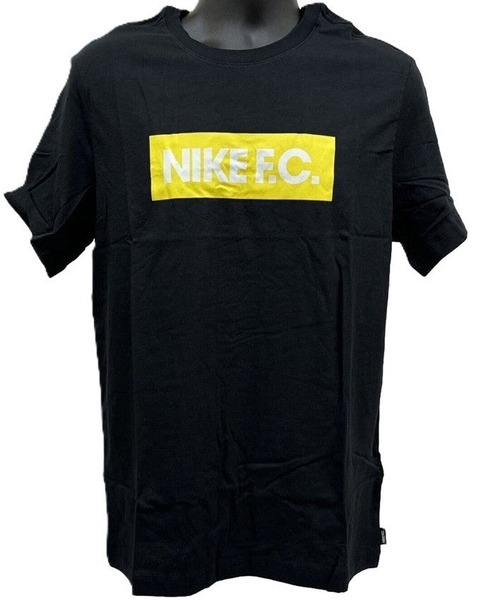 Translation missing: en.Nike Mens FC Soccer Block Logo Graphic T-Shirt in Black/Gold- Medium