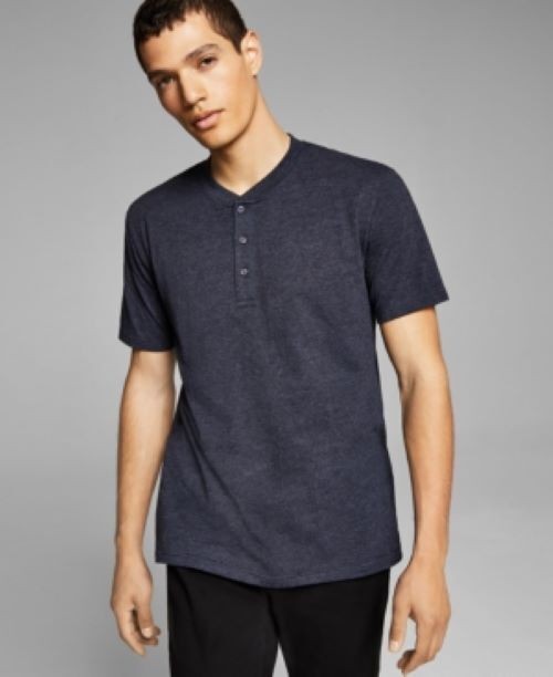 Translation missing: en.And Now This Men's Short Sleeve Henley T-Shirt in Navy-Medium