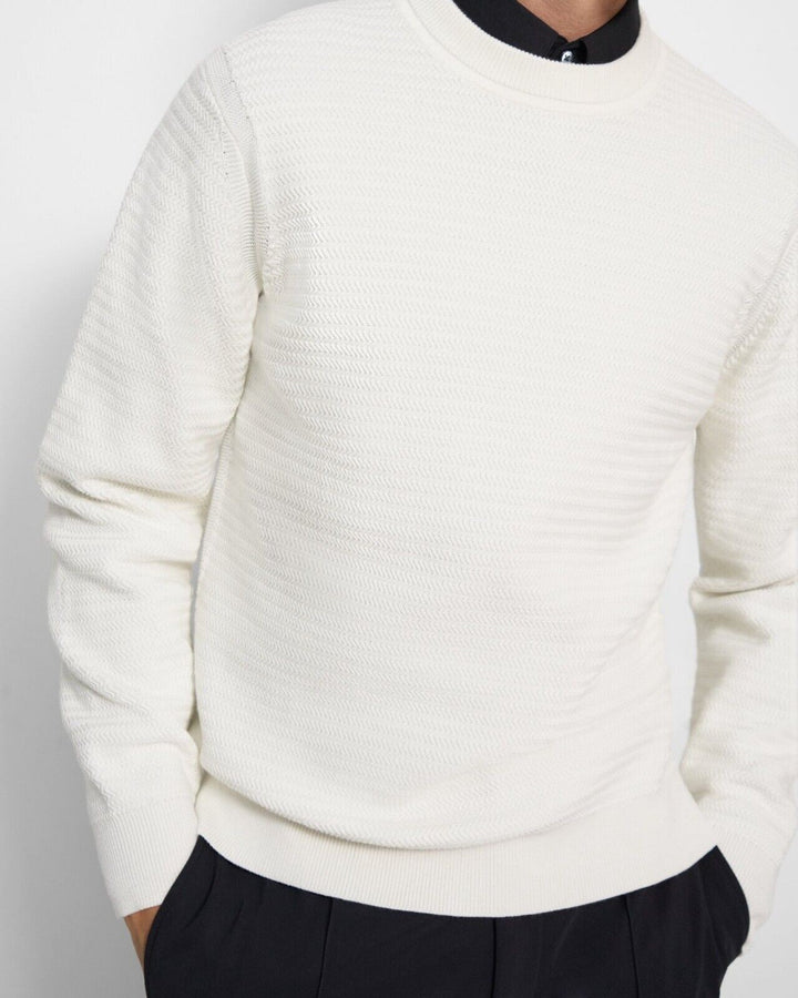 Translation missing: en.Theory Men's Riland Slim-Fit Organic Cotton Crewneck Sweater in Ivory-Size 2XL