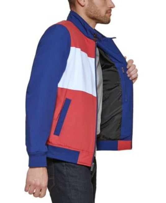 Translation missing: en.Club Room Men's Regular-Fit Color Block Bomber Jacket Red/White/Blue-Large