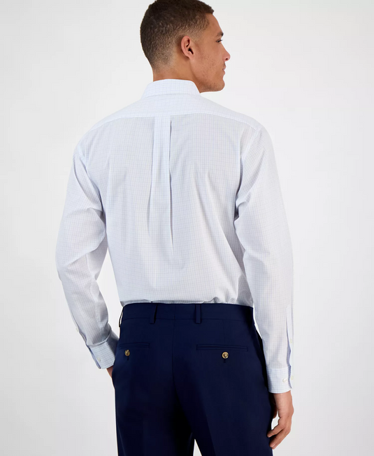 Translation missing: en.Club Room Dress Shirt L 16-16.5 34/35 White Lt Blue Men's Regular Fit Micro Chk