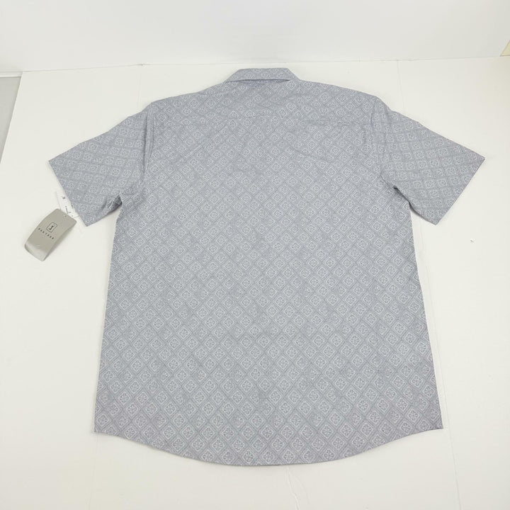 Translation missing: en.PGA Tour Men's Medallion-Print Button-Up Golf Shirt - Tradewinds Gray-2XL
