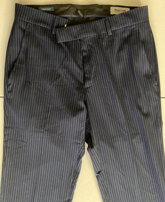 Translation missing: en.Kenneth Cole Reaction Techni Cole Men's Slim-Fit Striped Dress Pants Navy-29/32