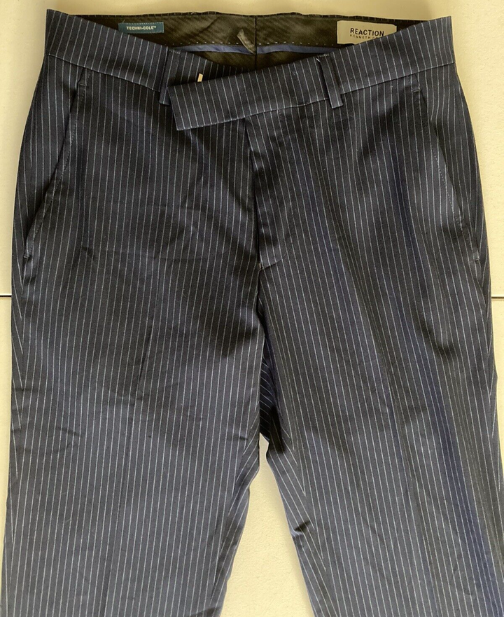 Translation missing: en.Kenneth Cole Reaction Techni Cole Men's Slim-Fit Striped Dress Pants Navy-29/32