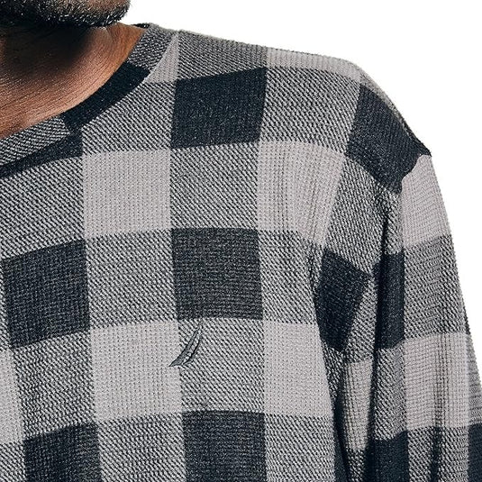 Translation missing: en.Nautica Men's Relaxed Fit 2PC Waffle Buffalo Plaid Pajama Set, Storm Grey-XL