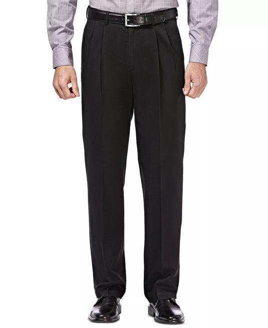 Translation missing: en.Haggar Men's Premium No Iron Khaki Classic Fit Pleat Pants Stretch Black-38x29