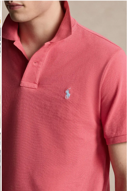 Translation missing: en.Polo Ralph Lauren Polo Shirt Men's 2XL Pale Red Custom Slim Fit Mesh Cotton